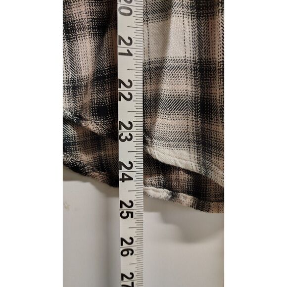 Rails Women's Small Tan, Black, & White Flannel Plaid Button UP LongSleeve Shirt - Picture 6 of 6